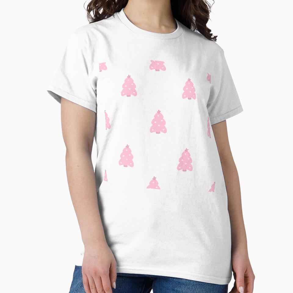 Cute Pink Christmas Trees Pattern Tote Bag | Heart Decorations Holiday Design by FestivityFinds