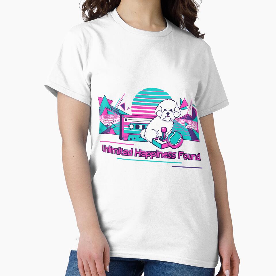 "Unlimited Happiness Found" - Retro Bichon Frize Gaming Art by ZUMERI