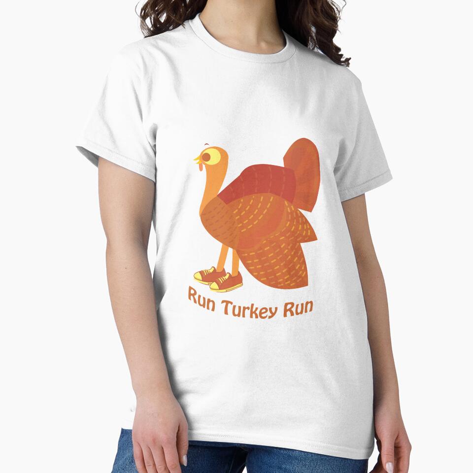 Run Turkey Run Cartoon Turkey Wearing Running Shoes by Hedgie Designs
