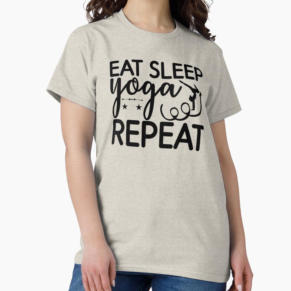 Yoga Saying Eat Sleep Yoga Repeat Motivational Quote by SoccaTamam Unisex , , , Long Sleeve Tee
