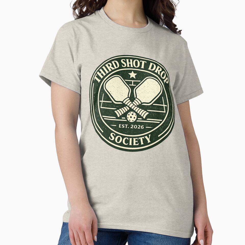 Retro Pickleball Shirt – Third Shot Drop Society Vintage Club Seal by TheCrookedFern