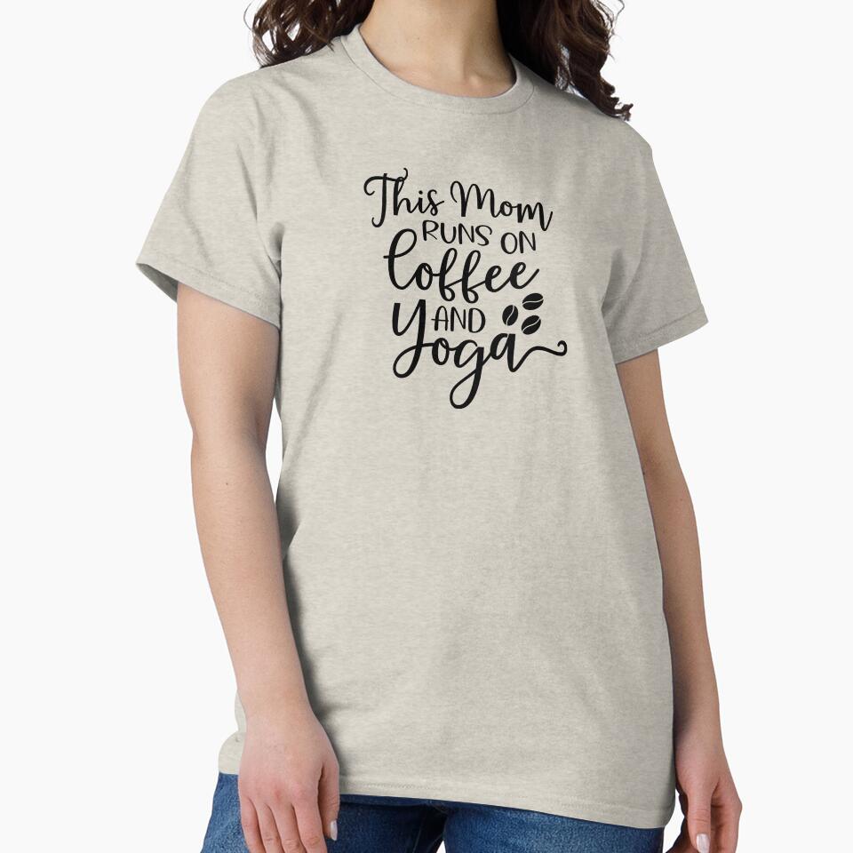 Yoga Quote This Mom Runs On Coffee And Yoga Motivational Saying by SoccaTamam Unisex , , , Long Sleeve Tee