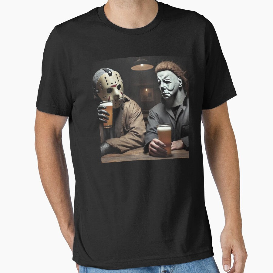 Vintage Jason and Michael Halloween Drink Beer TShirt, Funny Halloween Movie M4119 by TorrieSchoebel
