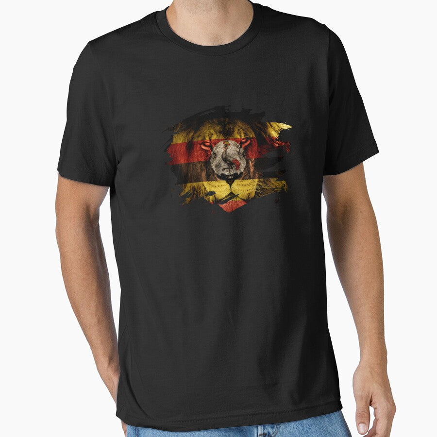 Uganda Flag & African Lion Picture   Ugandan Pride T Shirt by ockshirts
