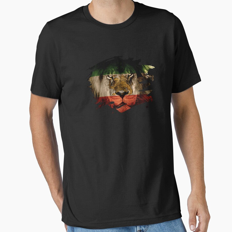 Persia Flag & African Lion Picture   Persian Pride T Shirt by ockshirts