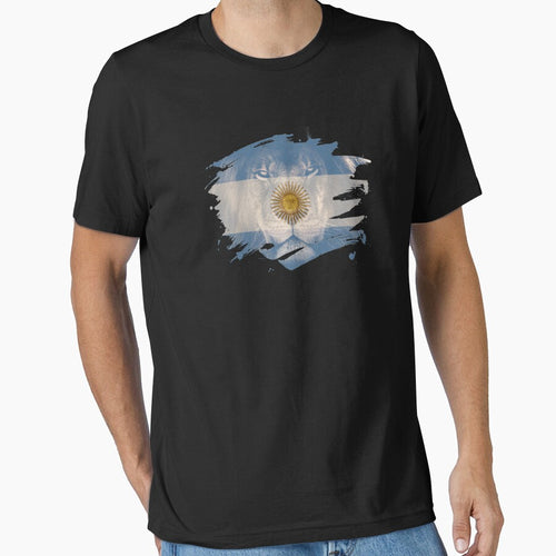 Argentina Flag & African Lion Picture   Argentine Pride T Shirt by ockshirts