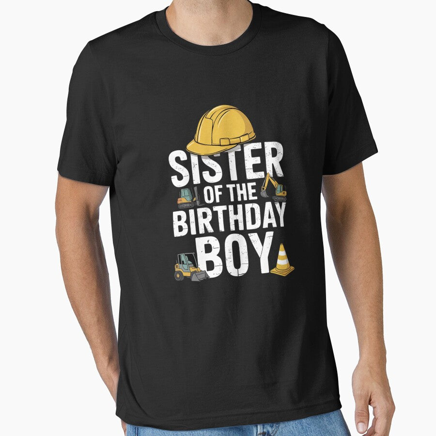 Sister of birthday boy matching family construction party by angolinnArt