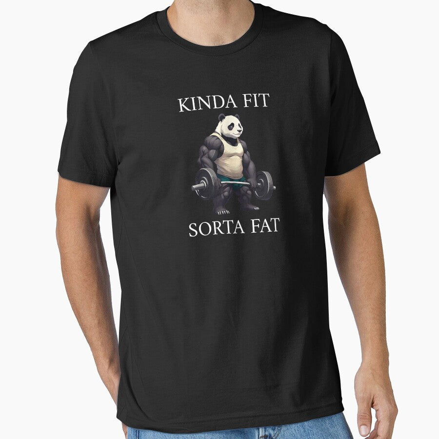 Kinda Fit Sorta Fat Gym Panda Weightlifting by raccoon2opossum Unisex , , , Long Sleeve Tee