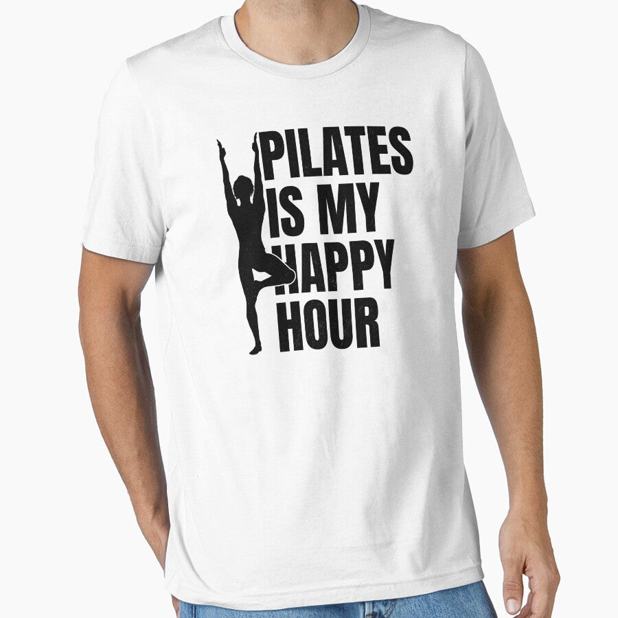 Pilates Is My Happy Hour Funny Pilates Workout Lovers by desimino Unisex , , , Long Sleeve Tee