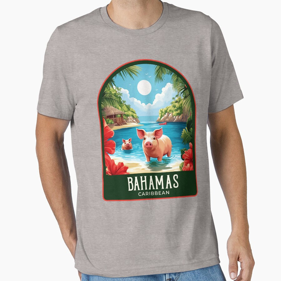 Bahamas Vintage Travel Illustration by HomeLivingCo Unisex , , , Long Sleeve Tee