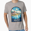 Budapest Vintage Travel Illustration by HomeLivingCo Unisex , , , Long Sleeve Tee