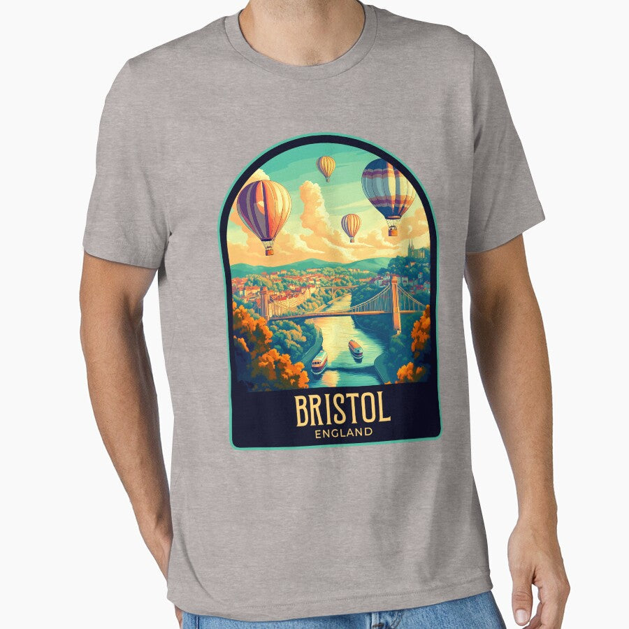 Bristol Vintage Travel Illustration by HomeLivingCo Unisex , , , Long Sleeve Tee