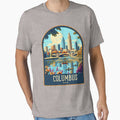 Columbus Vintage Travel Illustration by HomeLivingCo Unisex , , , Long Sleeve Tee