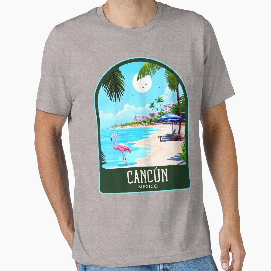 Cancún Vintage Travel Illustration by HomeLivingCo Unisex , , , Long Sleeve Tee