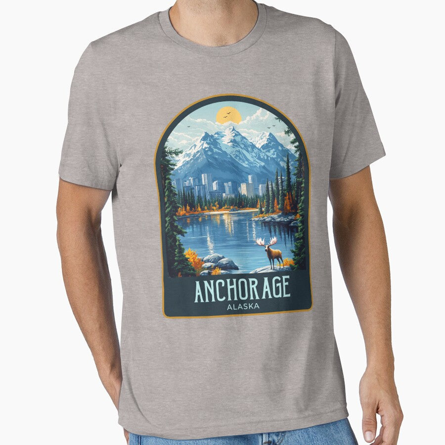 Anchorage Vintage Travel Illustration by HomeLivingCo Unisex , , , Long Sleeve Tee