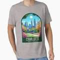 Charlotte North Carolina Vintage Travel Illustration by HomeLivingCo Unisex , , , Long Sleeve Tee