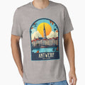 Antwerp Vintage Travel Illustration by HomeLivingCo Unisex , , , Long Sleeve Tee