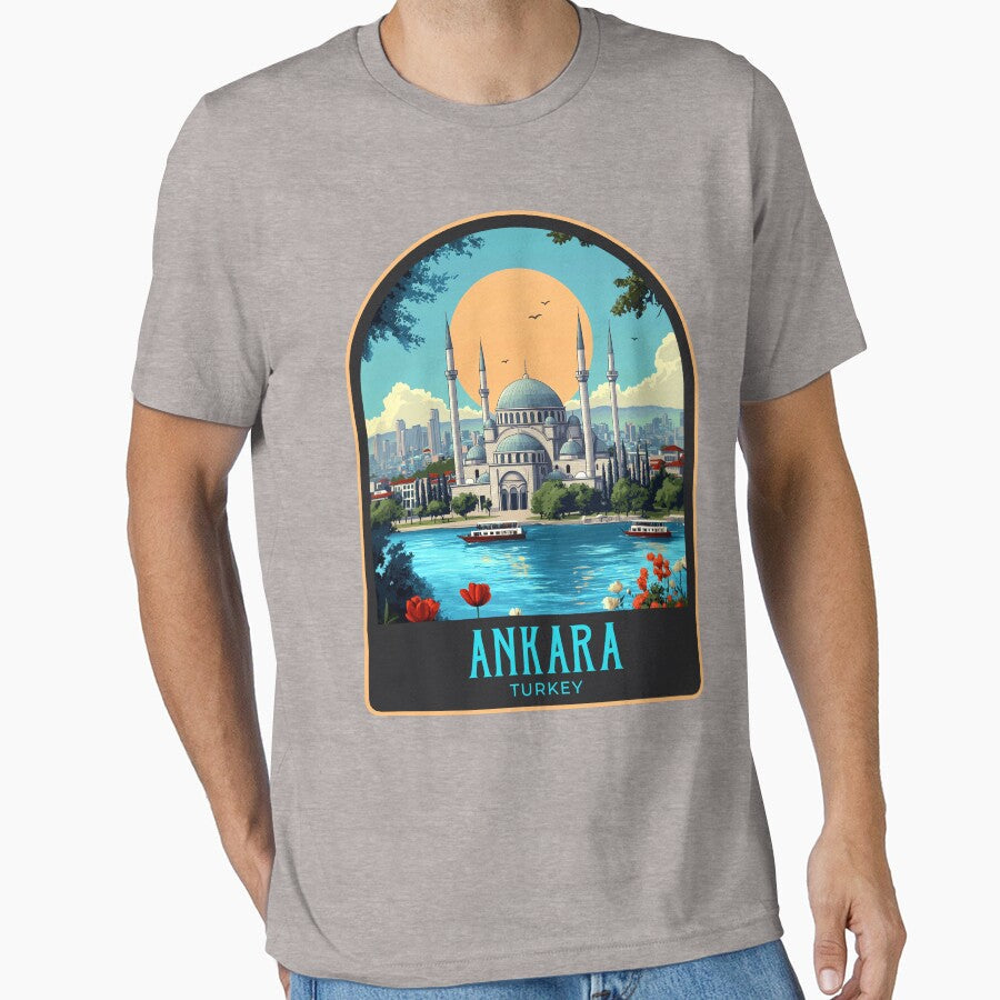 Ankara Vintage Travel Illustration by HomeLivingCo Unisex , , , Long Sleeve Tee