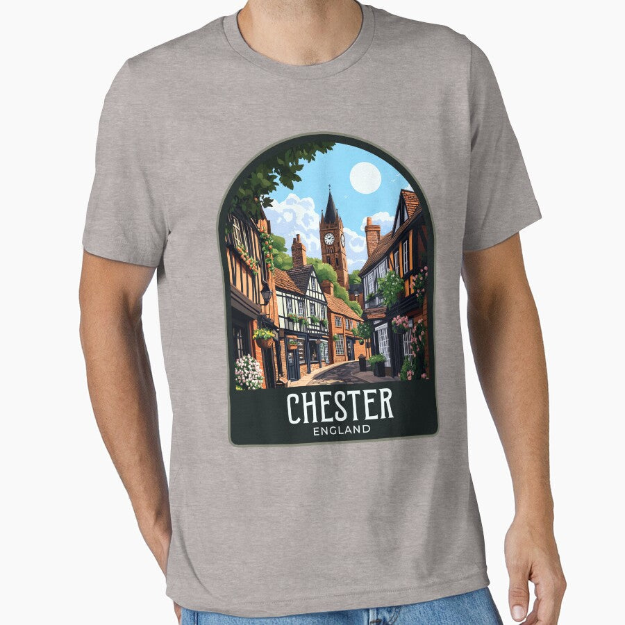 Chester Vintage Travel Illustration by HomeLivingCo Unisex , , , Long Sleeve Tee