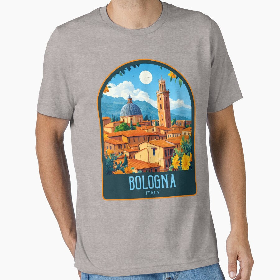 Bologna Vintage Travel Illustration by HomeLivingCo Unisex , , , Long Sleeve Tee