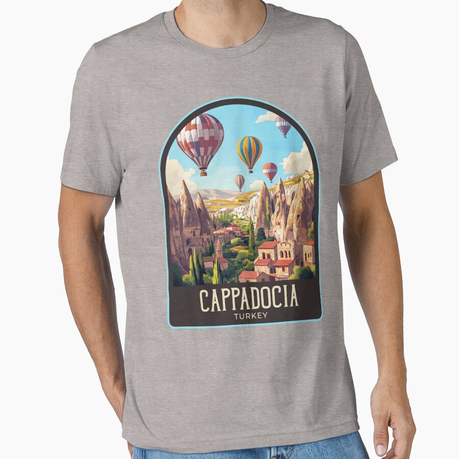 Cappadocia Vintage Travel Illustration by HomeLivingCo Unisex , , , Long Sleeve Tee