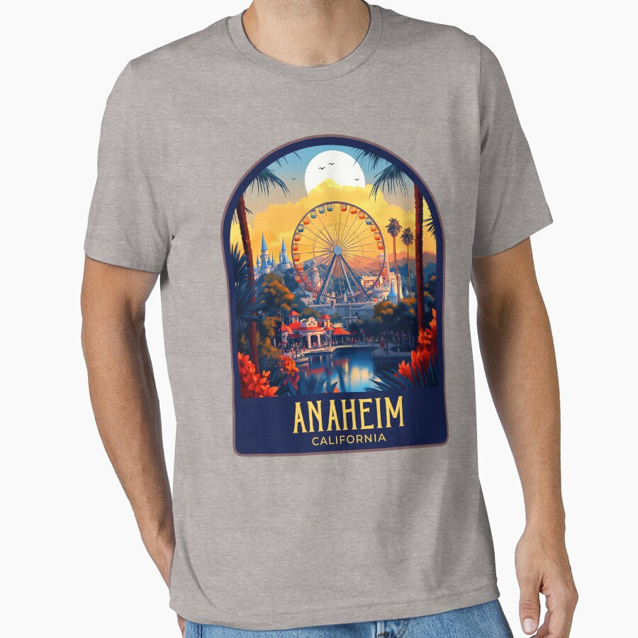 Anaheim Vintage Travel Illustration by HomeLivingCo Unisex , , , Long Sleeve Tee