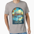 Cleveland Vintage Travel Illustration by HomeLivingCo Unisex , , , Long Sleeve Tee