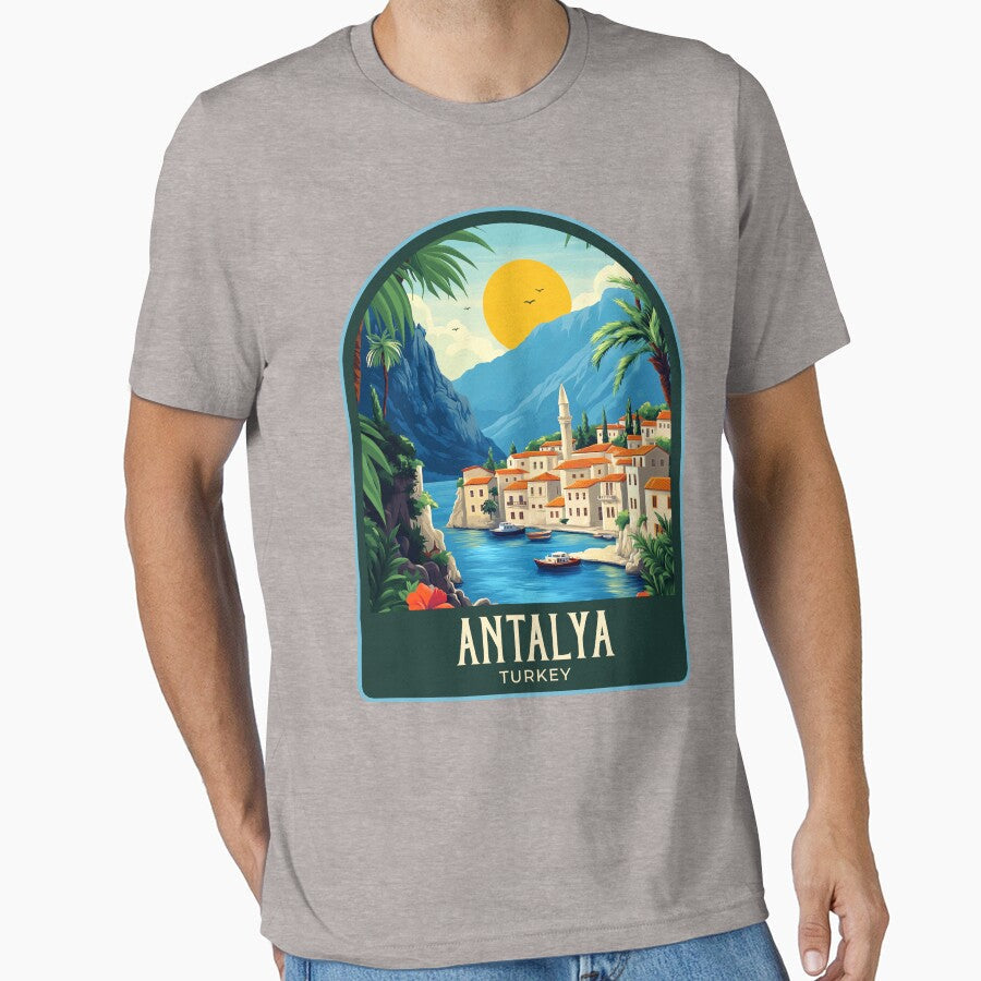 Antalya Vintage Travel Illustration by HomeLivingCo Unisex , , , Long Sleeve Tee