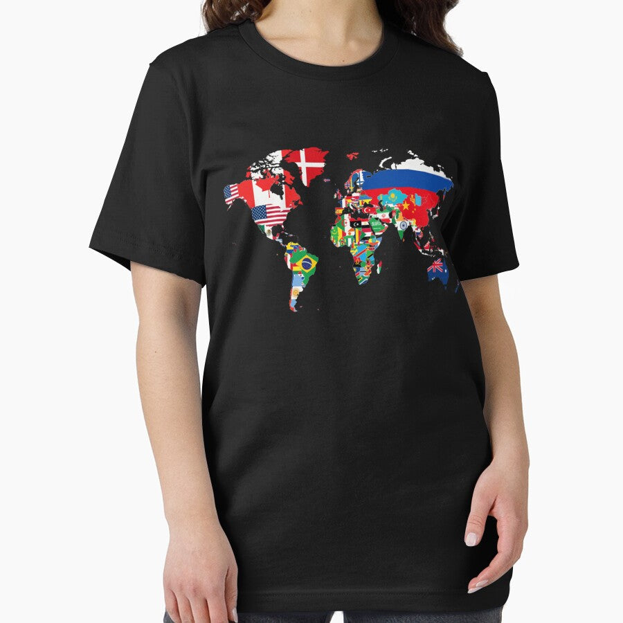International World Flags Funny Flags World Map by KimberlyOppen Unisex , , , Long Sleeve Tee