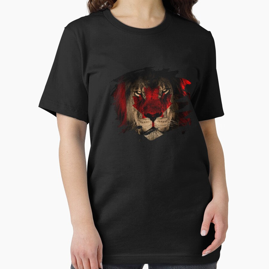 Canada Flag & African Lion Picture   Canadian Pride T Shirt by ockshirts