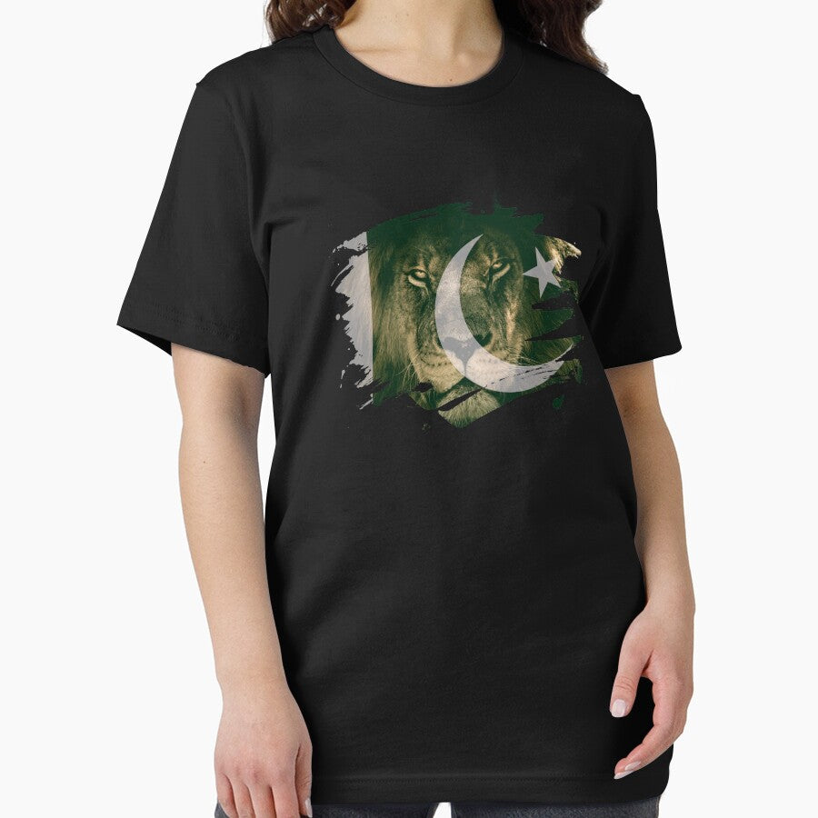 Pakistan Flag & African Lion Picture   Pakistani Pride T Shirt by ockshirts