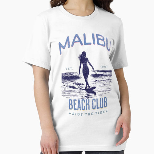 "Malibu Beach Club- Vintage Surf Vibes" T shirt by MalibuMaiden28