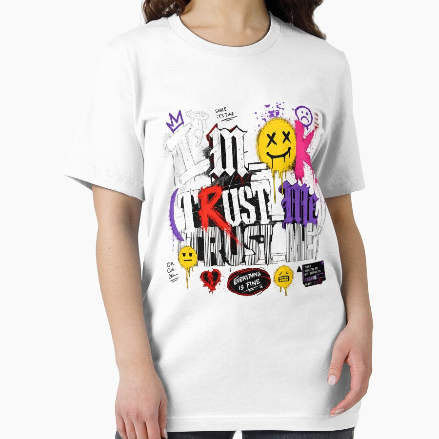 Edgy Grunge I'm OK Trust Me Sarcastic Streetwear Graphic T-Shirt by etuvibes