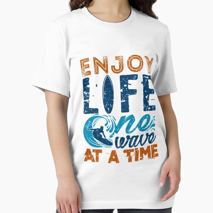 Surfing Gifts - Enjoy Life One Wave At A Time by jaygo Unisex , , , Long Sleeve Tee