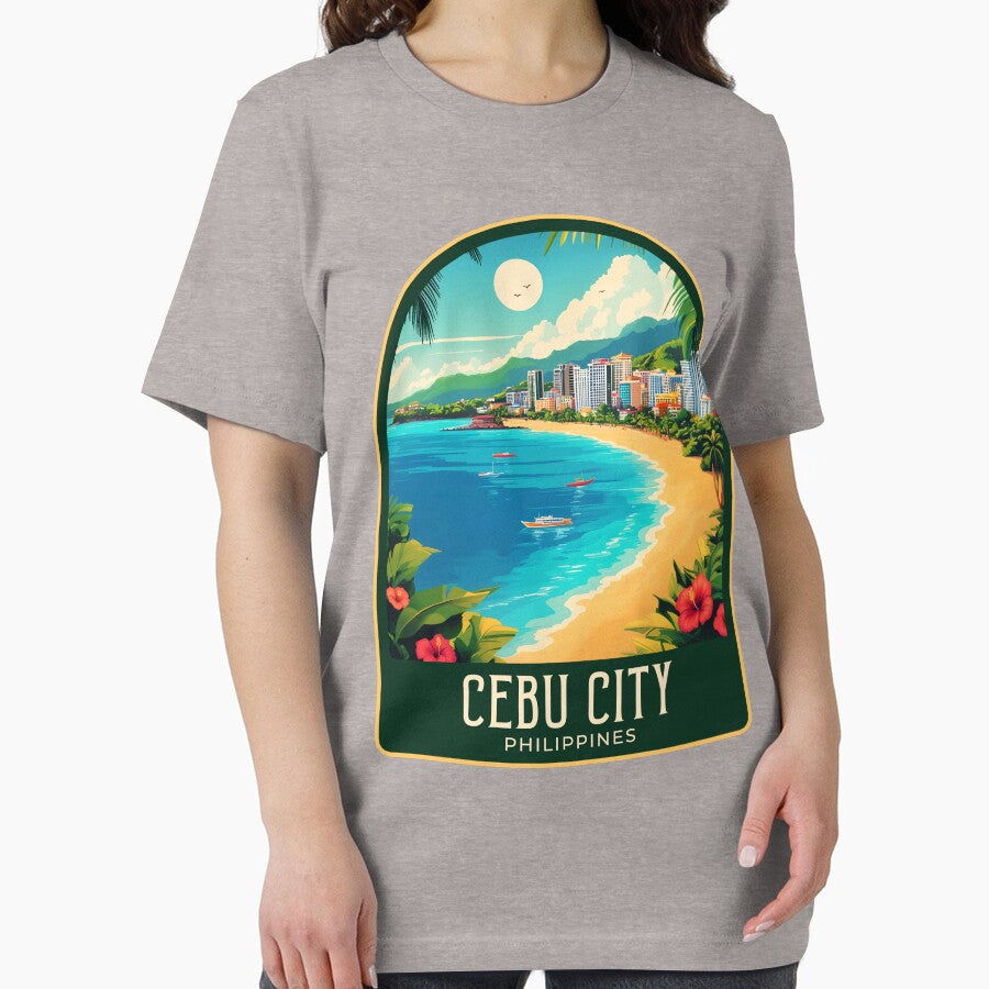 Cebu City Vintage Travel Illustration by HomeLivingCo Unisex , , , Long Sleeve Tee