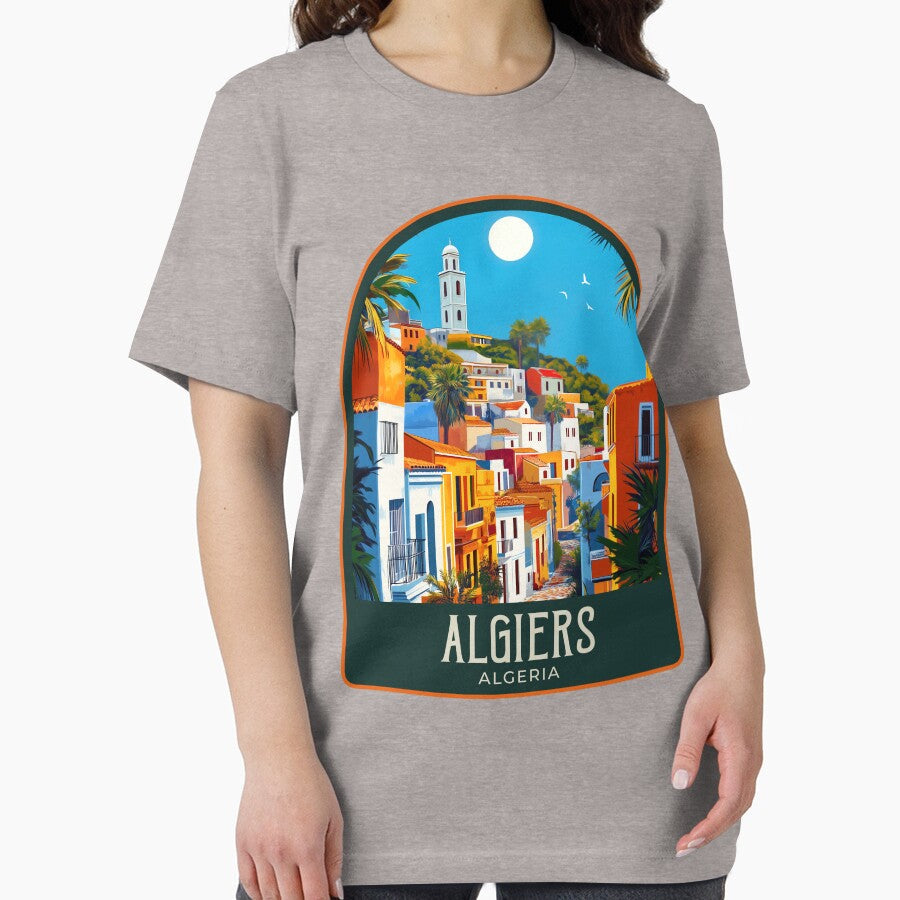 Algiers Vintage Travel Illustration by HomeLivingCo Unisex , , , Long Sleeve Tee