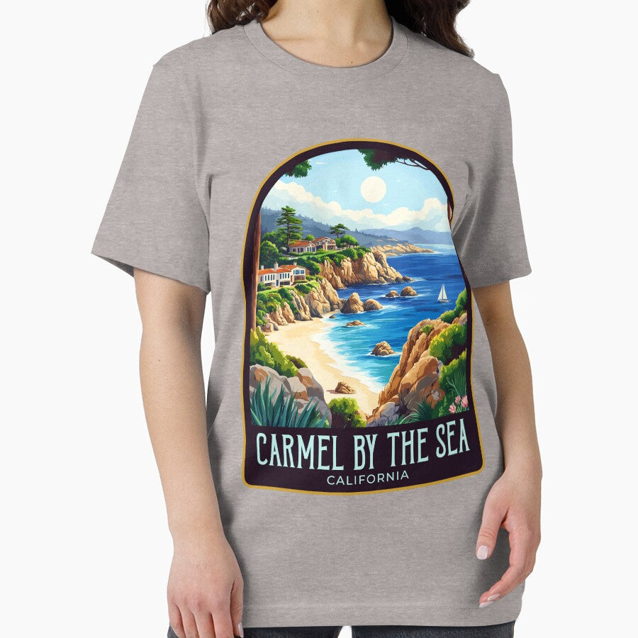 Carmel-by-the-Sea Vintage Travel Illustration by HomeLivingCo Unisex , , , Long Sleeve Tee