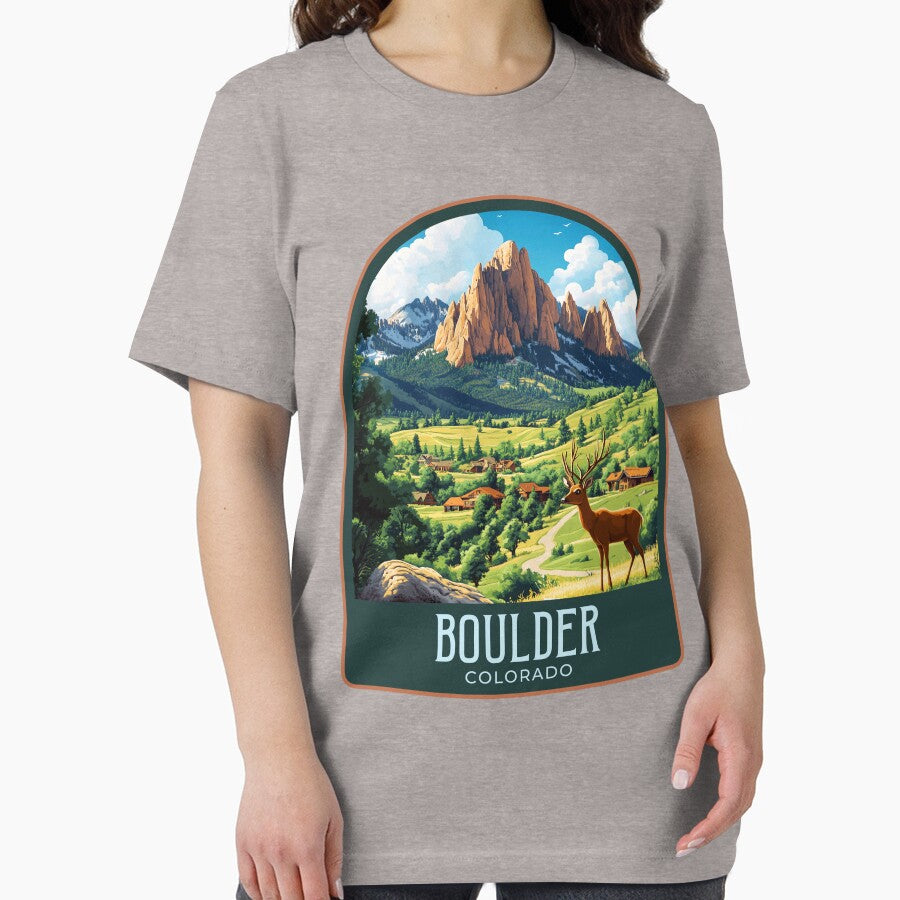 Boulder Vintage Travel Illustration by HomeLivingCo Unisex , , , Long Sleeve Tee