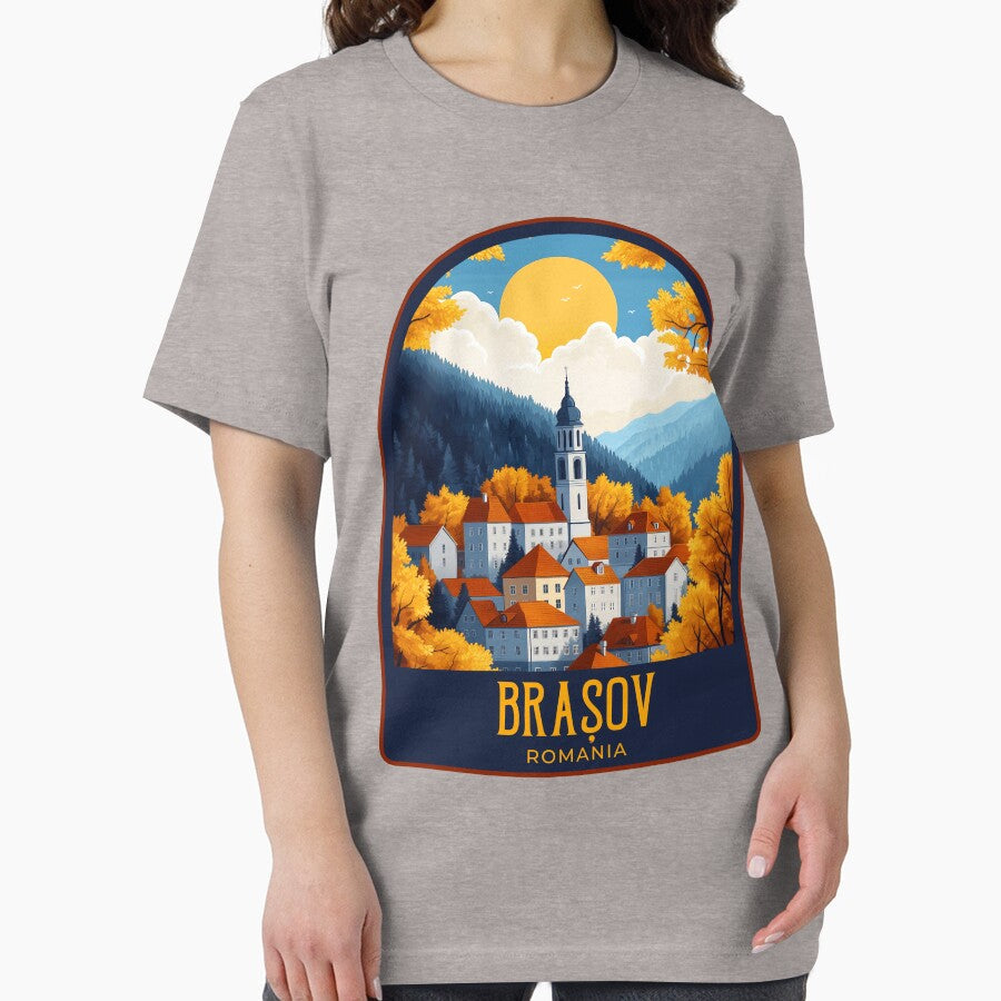Brașov Vintage Travel Illustration by HomeLivingCo Unisex , , , Long Sleeve Tee