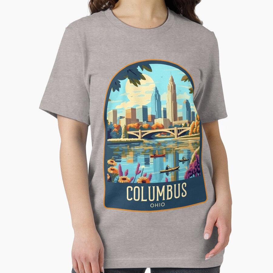 Columbus Vintage Travel Illustration by HomeLivingCo Unisex , , , Long Sleeve Tee