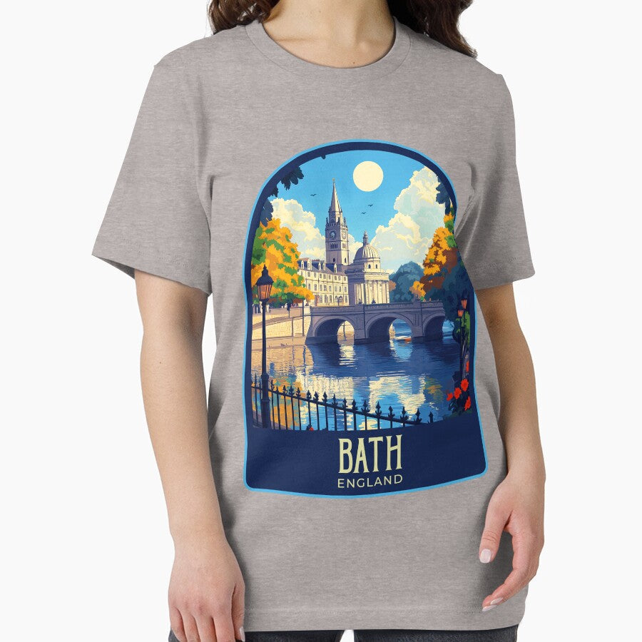Bath Vintage Travel Illustration by HomeLivingCo Unisex , , , Long Sleeve Tee
