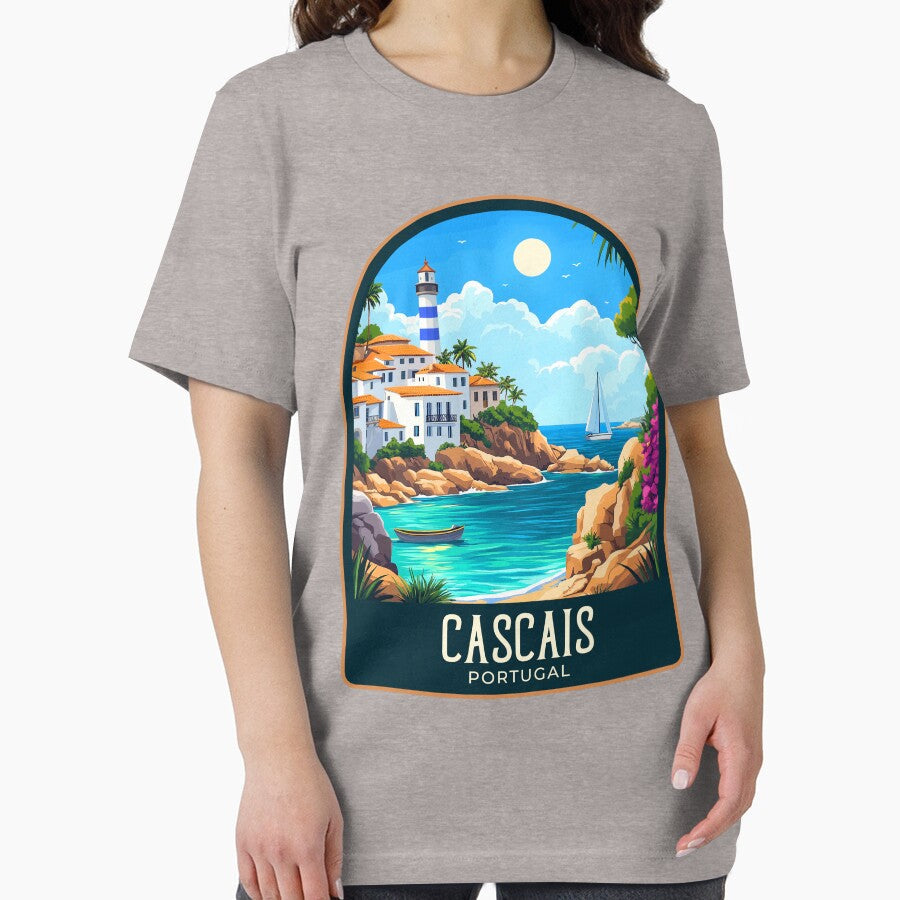 Cascais Vintage Travel Illustration by HomeLivingCo Unisex , , , Long Sleeve Tee