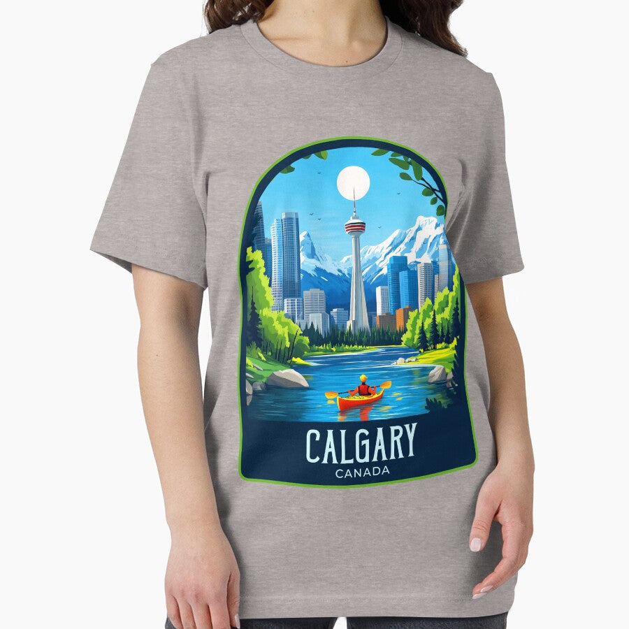Calgary Vintage Travel Illustration by HomeLivingCo Unisex , , , Long Sleeve Tee