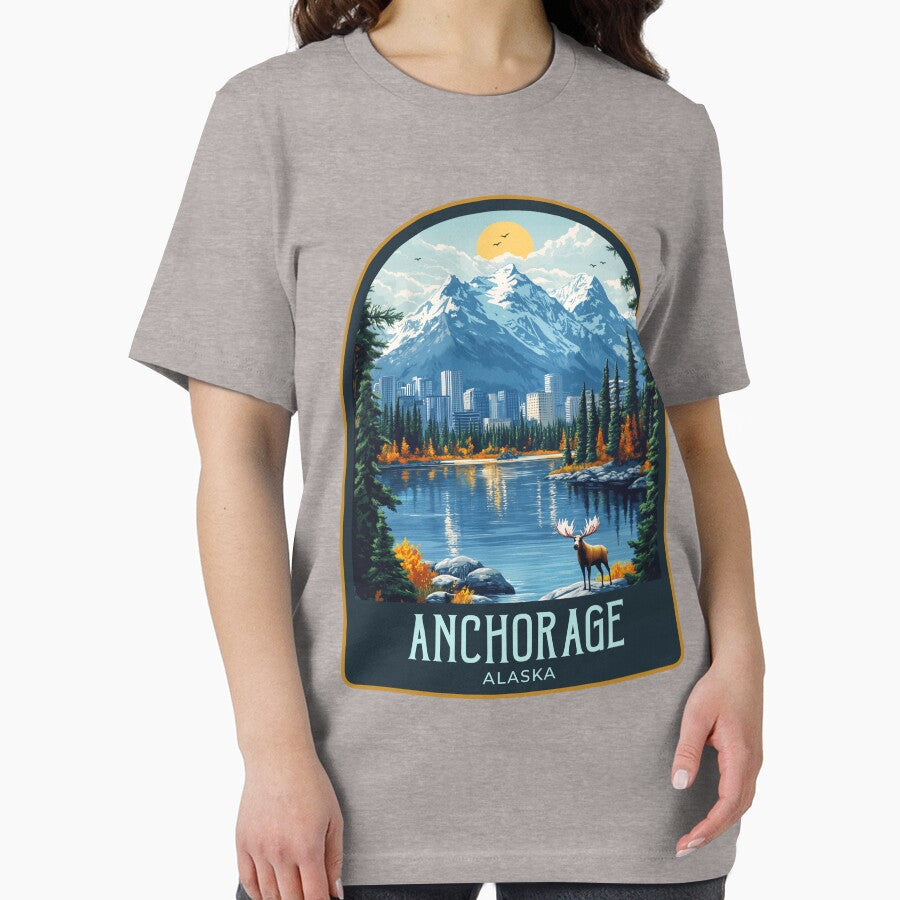Anchorage Vintage Travel Illustration by HomeLivingCo Unisex , , , Long Sleeve Tee