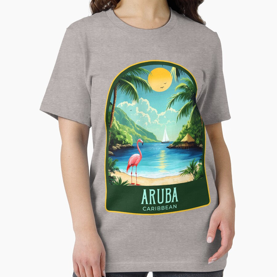 Aruba Vintage Travel Illustration by HomeLivingCo Unisex , , , Long Sleeve Tee