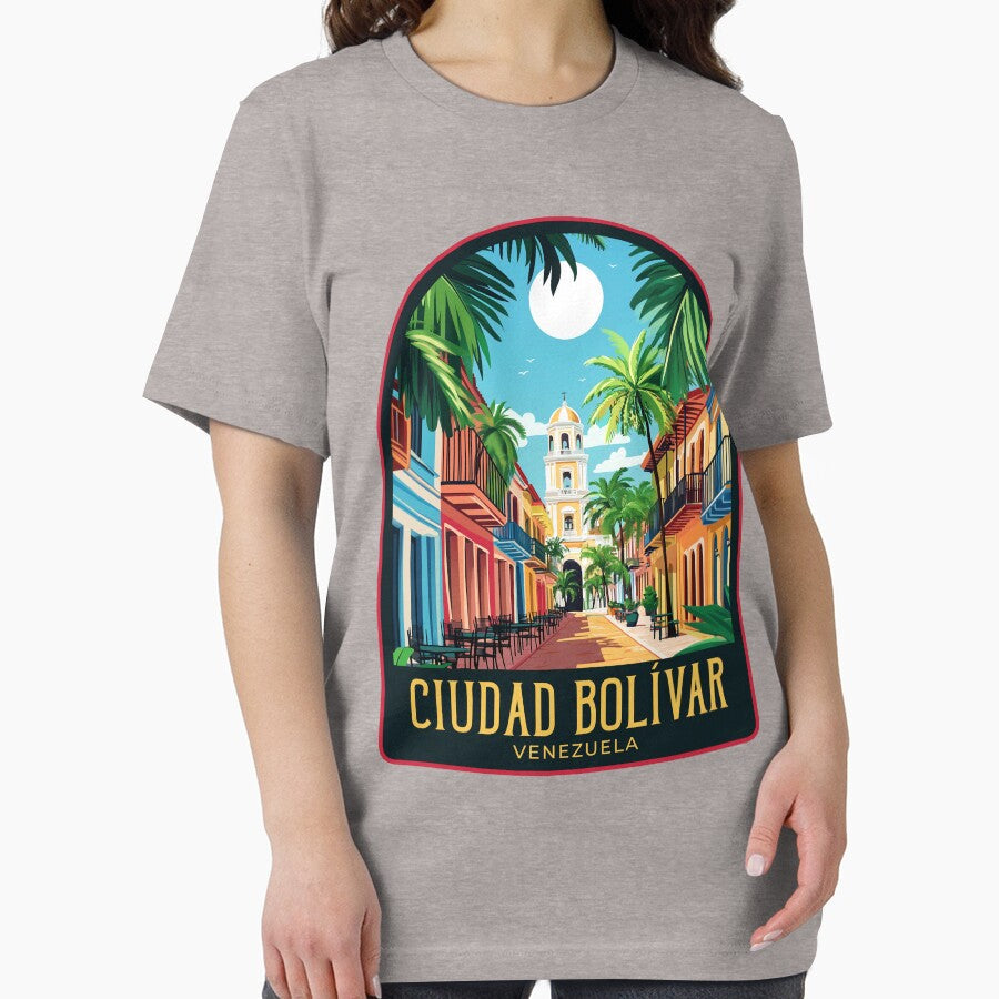 Ciudad Bolívar Vintage Travel Illustration by HomeLivingCo Unisex , , , Long Sleeve Tee