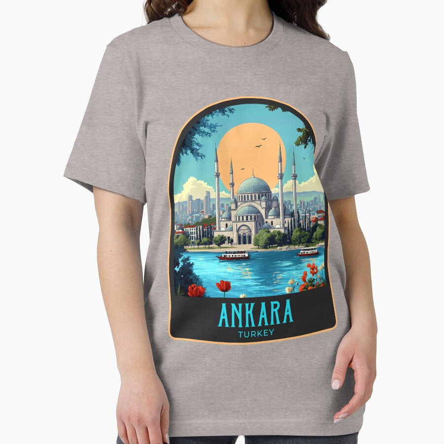 Ankara Vintage Travel Illustration by HomeLivingCo Unisex , , , Long Sleeve Tee