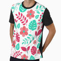 Pink & Blue Flower Plant Leaves. by davechi-stone Unisex , , , Long Sleeve Tee