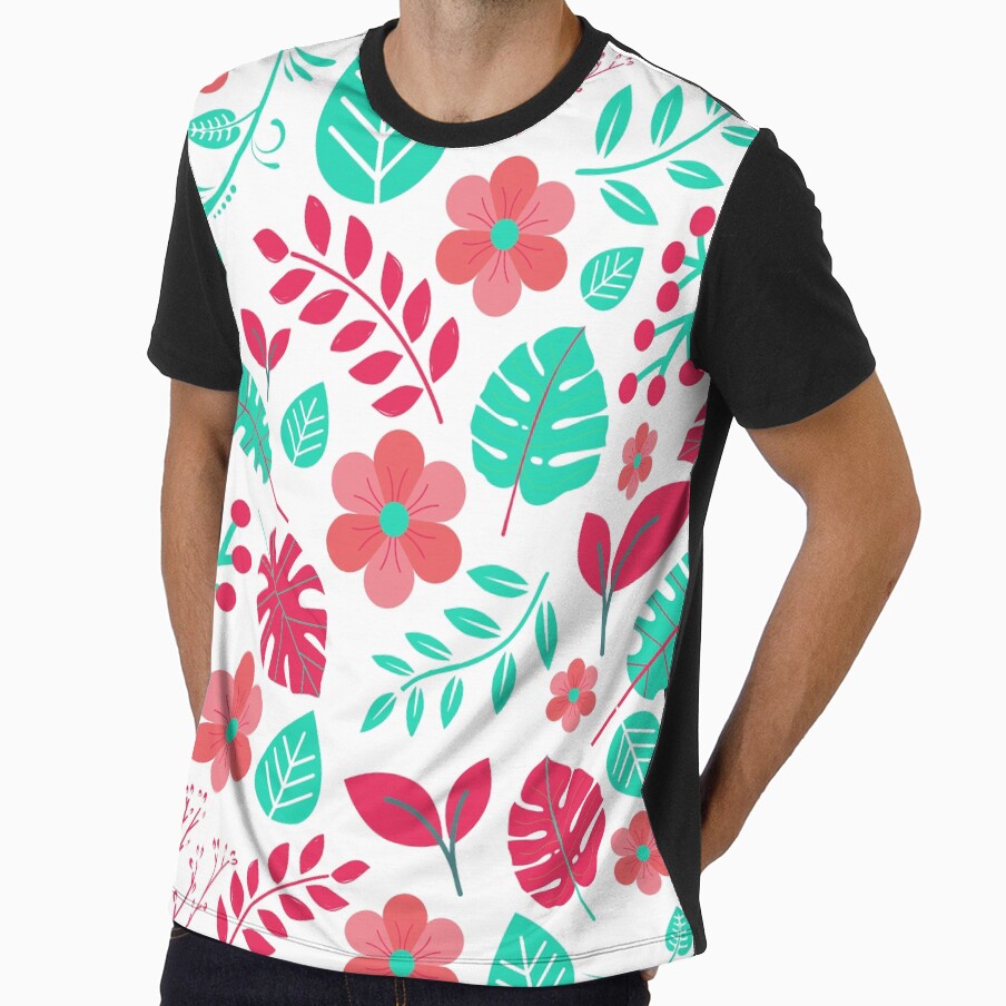 Pink & Blue Flower Plant Leaves. by davechi-stone Unisex , , , Long Sleeve Tee