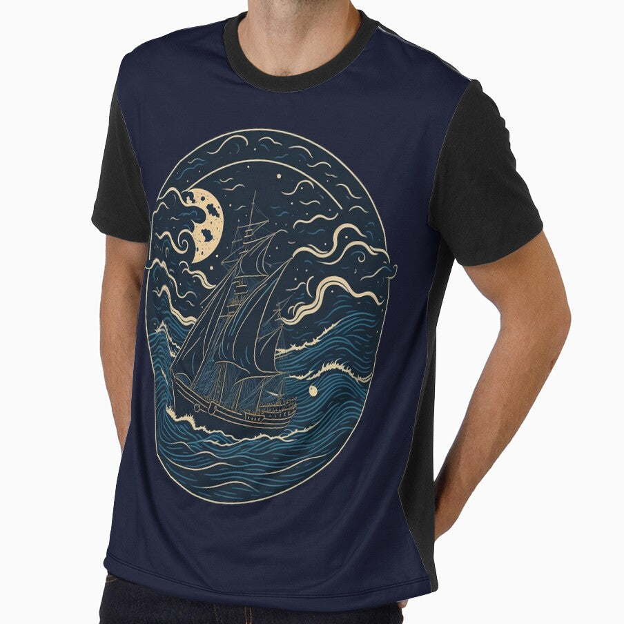 Retro Style Yacht Art by hassanjnoub Unisex , , , Long Sleeve Tee